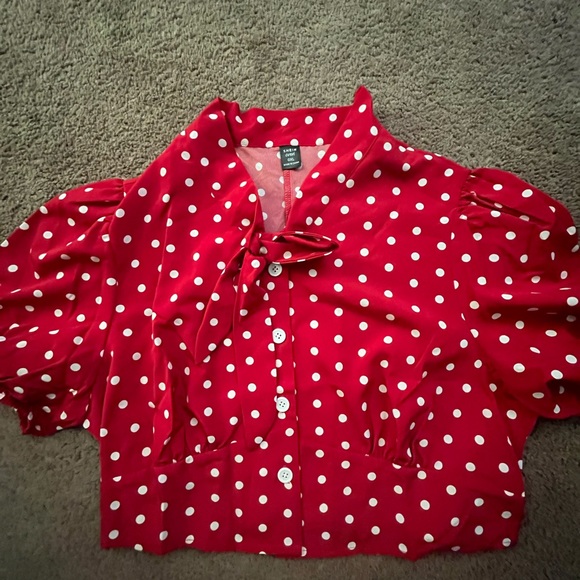 Red polka dot blouse - Picture 3 of 3